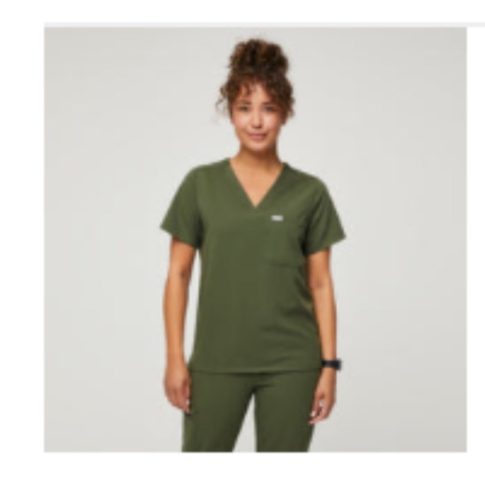 Dark Olive Green Figs One Pocket Catarina Scrub Top